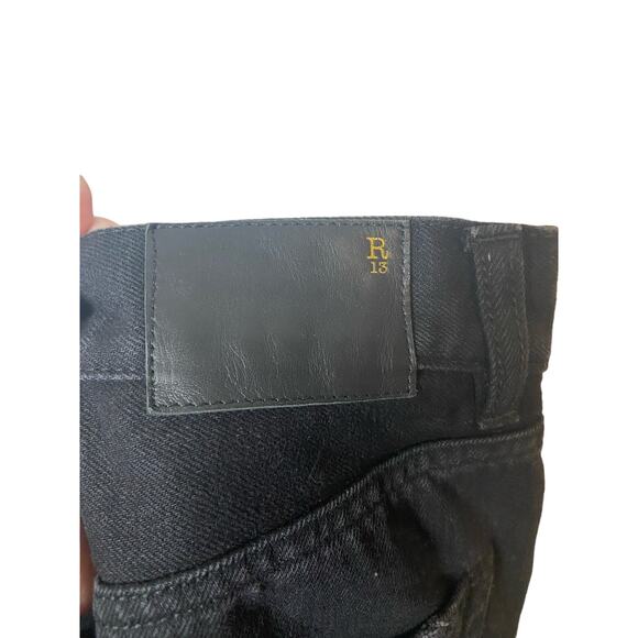 R13 Sequin Boyfriend Jeans Women's 26 Black Denim Distressed - Picture 11 of 14